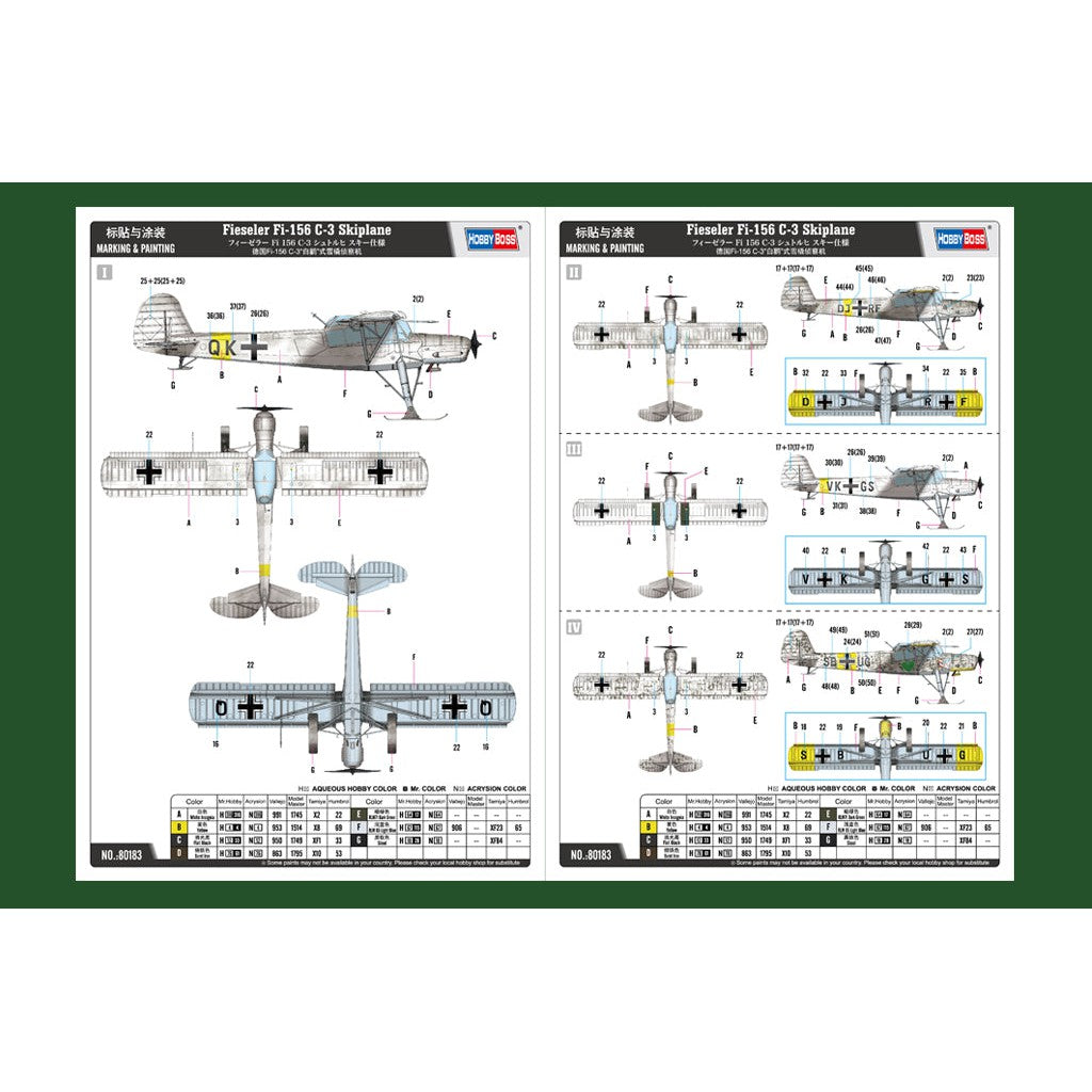 1/35 Fieseler Fi-156 C-3 Skiplane Plastic Model Kit