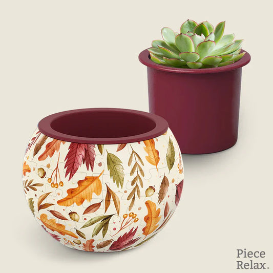 Flowerpot Dancing Leaves in Fall