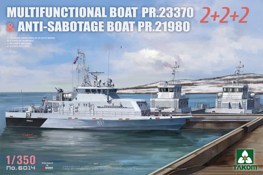 1/350 Multifunctional Boat PR.23370 & Anti-Sabotage Boat PR.21980 2+2+2 Plastic Model Kit