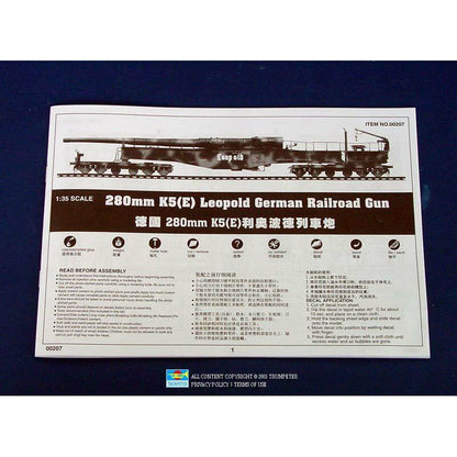 00207 1/35 280mm K5 E Leopold German Rail Road Gun Plastic Model Kit